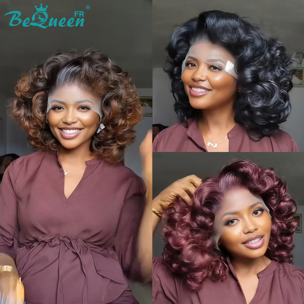 BeQueen "Polysia" Peluca bob bouncy con lace frontal sin pegamento estilo 30