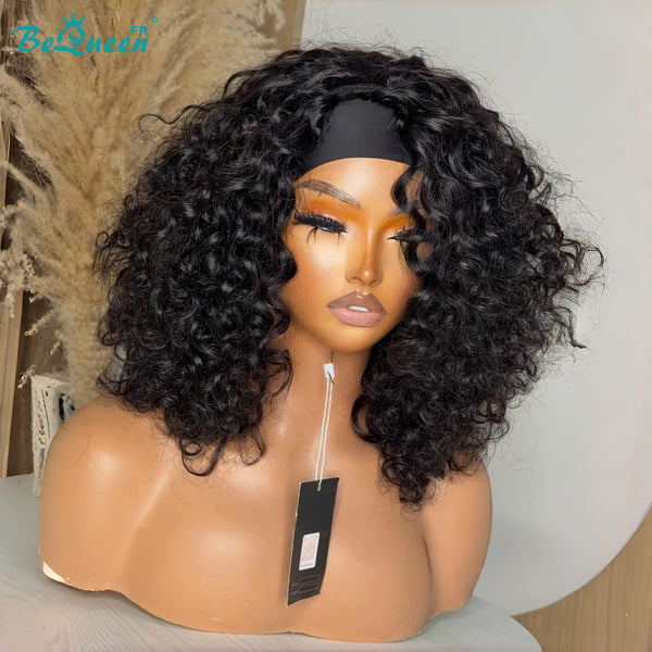 BeQueen "Bronnie" Perruque Bob couleur Noir Curly wave avec à bandeau Moitié prix