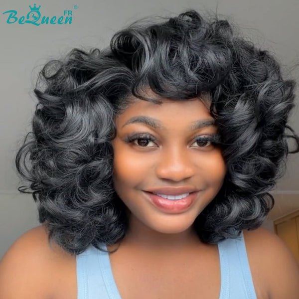 BeQueen "Polysia" Perruque Bob bouncy avec Lace frontale sans colle style 45
