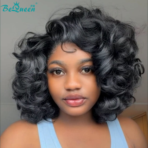 BeQueen "Polysia" Perruque Bob bouncy avec Lace frontale sans colle style 45