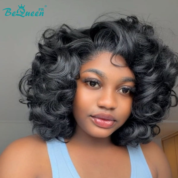 BeQueen "Polysia" Perruque Bob bouncy avec Lace frontale sans colle style 45