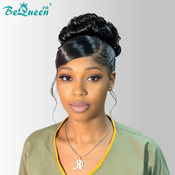 BeQueen “Telly” Black Wedding Wig Chignon with 13x4 Lace Frontal