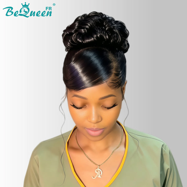 BeQueen “Telly” Black Wedding Wig Chignon with 13x4 Lace Frontal