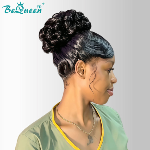 BeQueen “Telly” Black Wedding Wig Chignon with 13x4 Lace Frontal