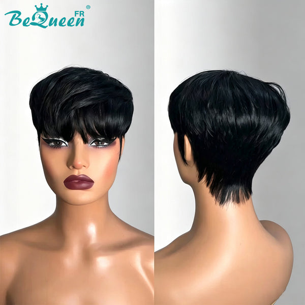 Bequeen Peruca "Suey" lisa feita à máquina Preto misto mel 100% cabelo humano estilo 6