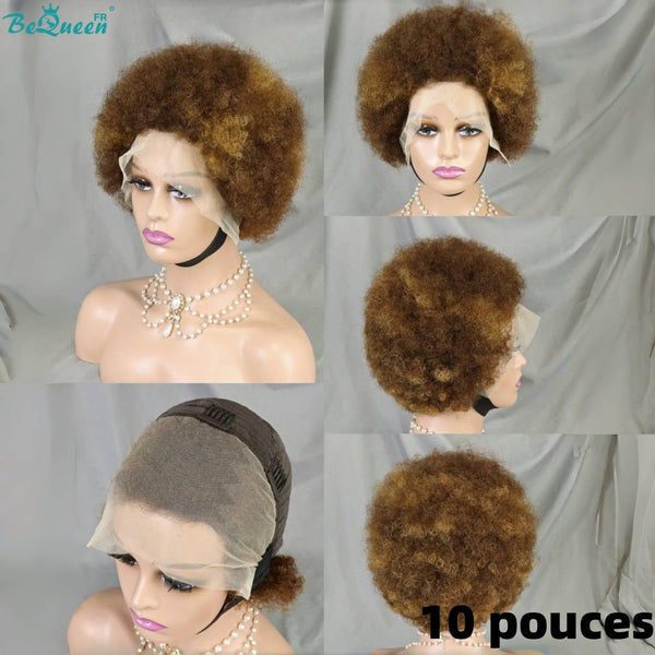 BeQueen "Addi" Perruque Bob Afro Curly Marron mix Miel dentelle frontale 13X4 perruque naturelle