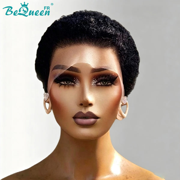 BeQueen "Edwina" Perruque court afro avec Lace Frontale 13x4
