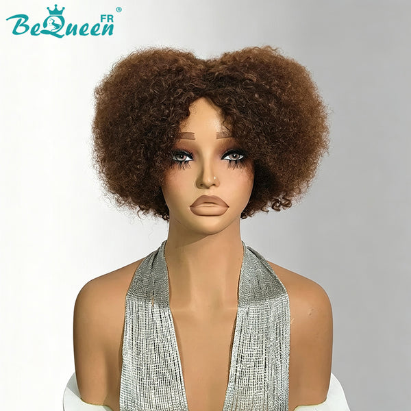 BeQueen "Addi" Perruque Bob Afro Curly Marron Sans colle perruque naturelle
