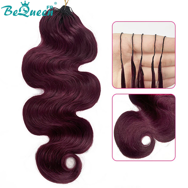 BeQueen Tissage Extensions de Cheveux Feather Rouge Bordeaux Body wave 100% cheveux humains