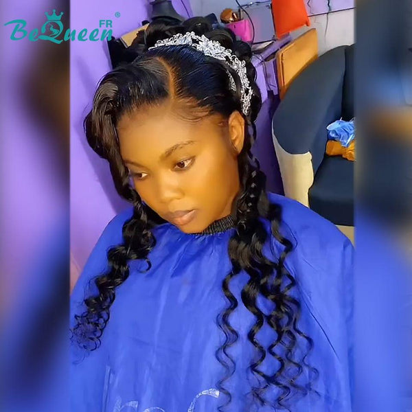 BeQueen "Molia" Natural Black Wedding Hair Extension with Lace Frontal 13x4 