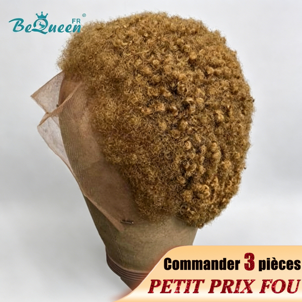 BeQueen "Edwina" Perruque Pixie Afro curl avec Lace Frontale 13x4 Miel Petit Prix FOU