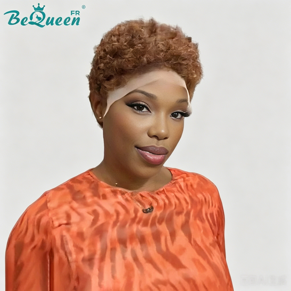 BeQueen "Edwina" Perruque Pixie Afro curl avec Lace Frontale 13x4 Brun Petit Prix FOU