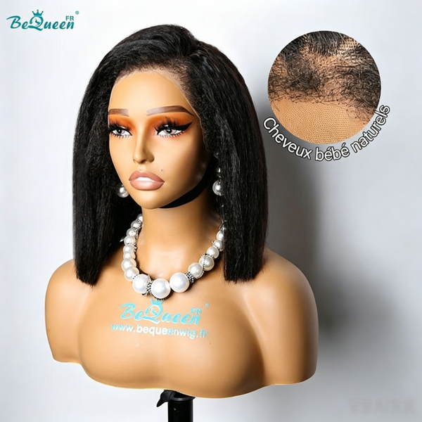BeQueen „Nadia“ Bob-Perücke, lockige Kanten, verworrene Gerade mit 13 x 4 Spitzenfront, VERRÜCKTLICH niedriger Preis 