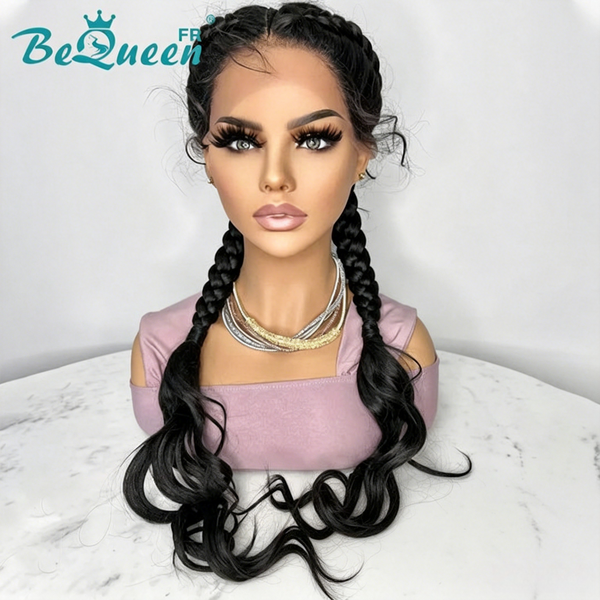 BeQueen Perruque Double Nattes bipolaire Cuir chevelu naturel Petit Prix FOU
