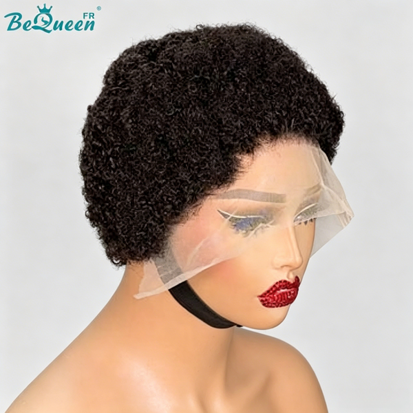 BeQueen "Edwina" Perruque Pixie Afro curl avec Lace Frontale 13x4 Noir Petit Prix FOU