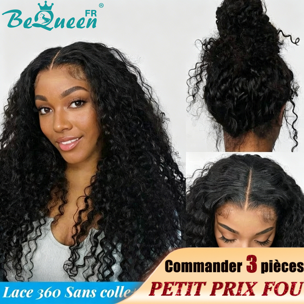 BeQueen "Alice" Perruque Longue Lace 360 Curly Wave avec Bande de Réglage Invisible Prêt à porter Sans Colle+ Pré-blanchiment Petit Prix FOU