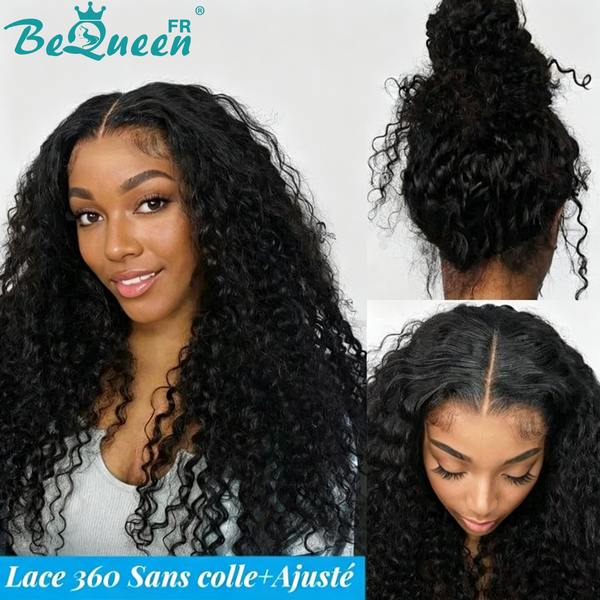 BeQueen "Alice" Perruque Longue Lace 360 Curly Wave avec Bande de Réglage Invisible Prêt à porter Sans Colle+ Pré-blanchiment Petit Prix FOU