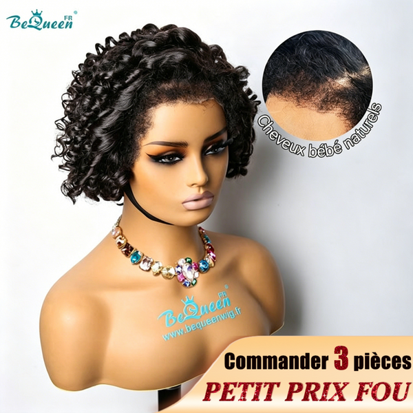 BeQueen "Demi" Peruca de Cabelo Artificial com Franja Frontal Ondulado Profundo com Lacinhos 13x4 Preço Muito Baixo