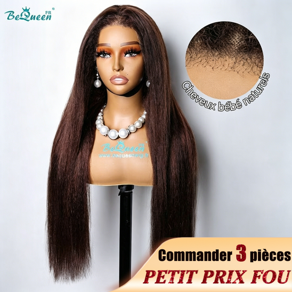 BeQueen “Belladonna” Perruque Longue Bords Bouclés Kinky Straight avec Lace Frontale 13x6  Petit Prix FOU