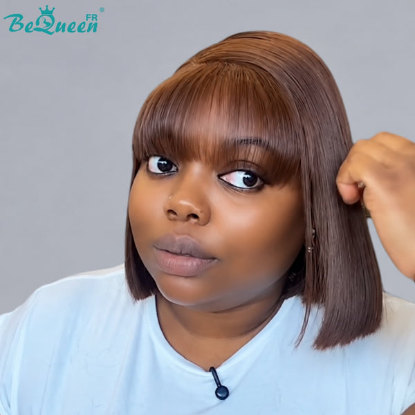 BeQueen "Yumi" Perruque Bob Marron Lisse avec frange 10 Pouces Moitié prix