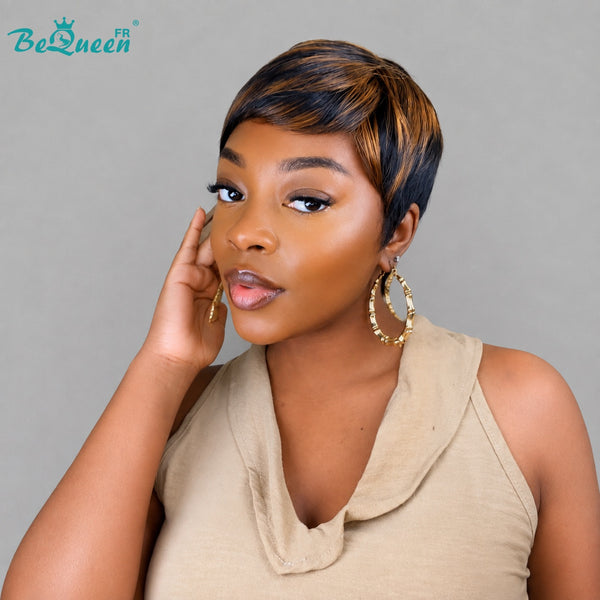 Bequeen Perruque "Suey" lisse à la machine rouge bordeaux 100% cheveux humains style 48