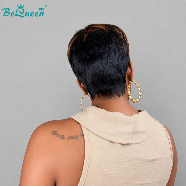 Bequeen Perruque "Suey" lisse à la machine rouge bordeaux 100% cheveux humains style 48