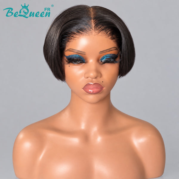 Bequeen Perruque "Suey" lisse avec lace closure 2*6 noir 100% cheveux humains style 52
