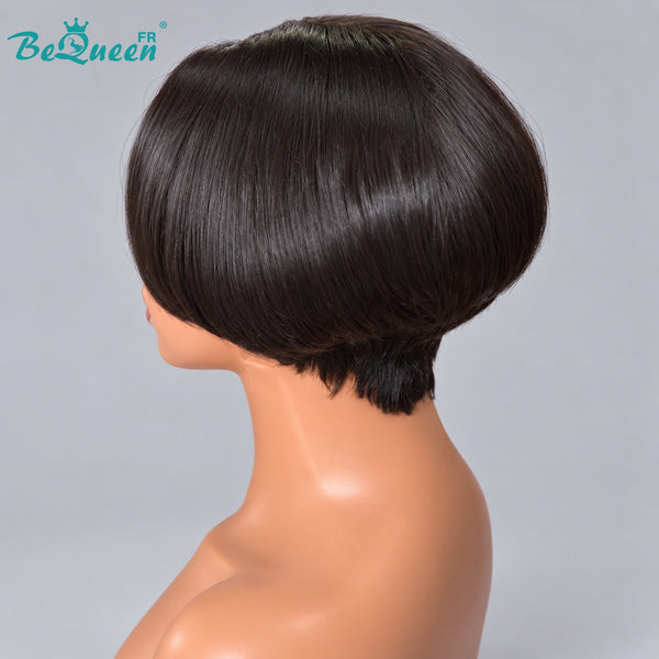 Bequeen Perruque "Suey" lisse avec lace closure 2*6 noir 100% cheveux humains style 52