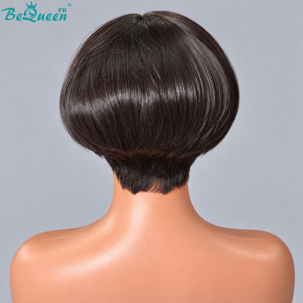 Bequeen Perruque "Suey" lisse avec lace closure 2*6 noir 100% cheveux humains style 52