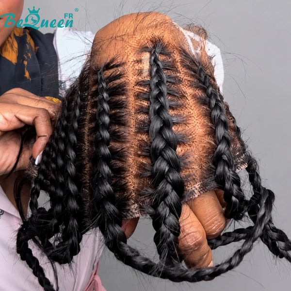 BeQueen “Soniel” Peruca lisa com frontal 16 polegadas, faixa de cabeça, Lace closure 4*4 estilo 15