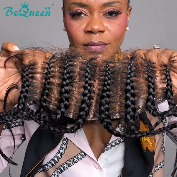 BeQueen “Soniel” Peruca lisa com frontal 16 polegadas, faixa de cabeça, Lace closure 4*4 estilo 15