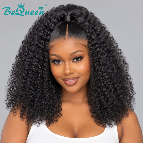 BeQueen "Alice" Peluca con lace frontal, trenzada, larga, ondas rizadas Curly Wave, sin pegamento, ya personalizada, mitad de precio