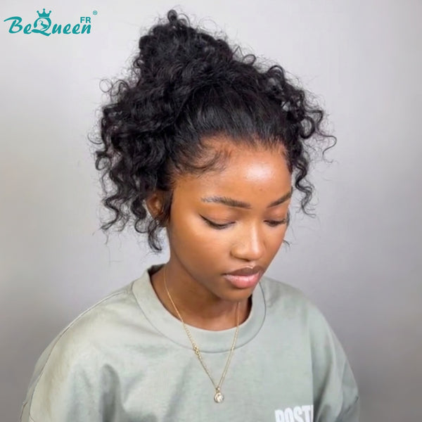 Bequeen Peluca “Pamela” pixie rizada negra frontal de encaje estilo 5