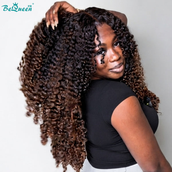 BeQueen "Hilary" Perruque Longue cruly wave Couleur Noir et Marron avec Lace Frontale style 2