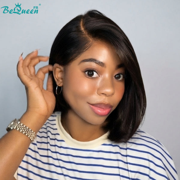 BeQueen "Sonia" Perruque Customisée Bob 12 pouces noir Lisse closure 4*4 asymétrique style 30