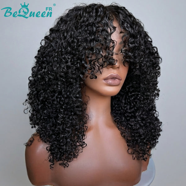 BeQueen "Josie" Bob-Perücke Curly Wave, schwarz, klebefreier Stil 3