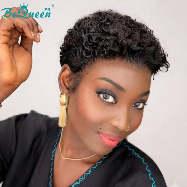 BeQueen "Monna" Afro-Pixie-Perücke ohne Kleber, maschinell gefertigt, halber Preis, Stil 3