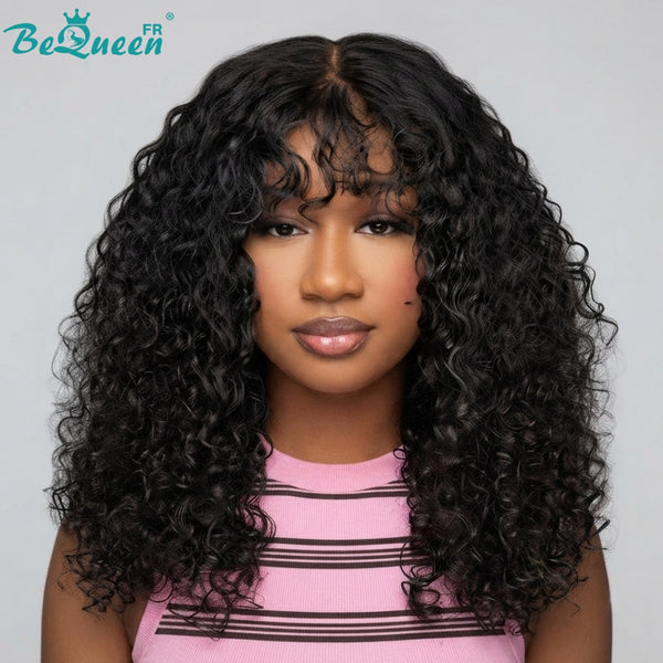 BeQueen "Alice" Perruque Longue Curly wave avec Lace closure 18 Pouces avec frange sans colle Moitié prix
