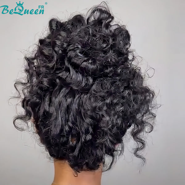 Bequeen Peluca “Pamela” pixie rizada negra frontal de encaje estilo 5