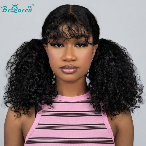 BeQueen "Alice" Perruque Longue Curly wave avec Lace closure 18 Pouces avec frange sans colle Moitié prix