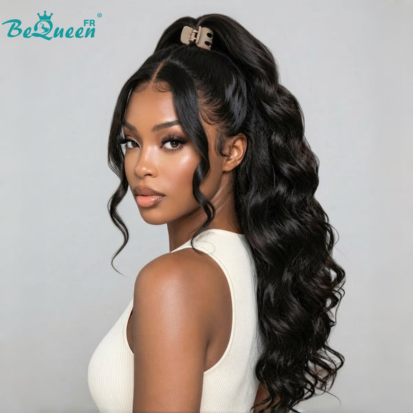 Bequeen Perücke „Pamela“ Pixie, lockig, schwarz, Lace-Front, Stil 5