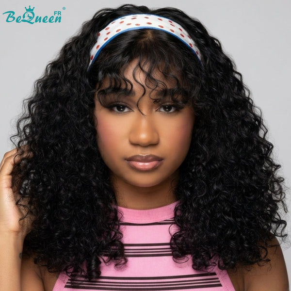 BeQueen "Alice" Perruque Longue Curly wave avec Lace closure 18 Pouces avec frange sans colle Moitié prix