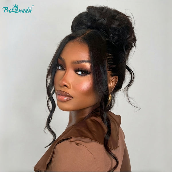 Bequeen Perücke „Pamela“ Pixie, lockig, schwarz, Lace-Front, Stil 5