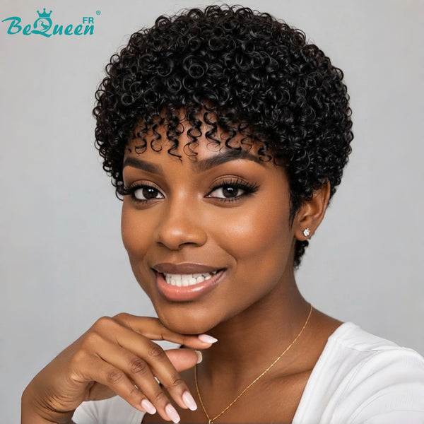 BeQueen "Abela" Perruque pixie Afro Curly Sans colle perruque naturelle