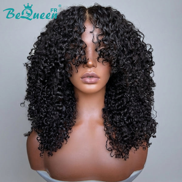 BeQueen "Josie" Bob-Perücke Curly Wave, schwarz, klebefreier Stil 3