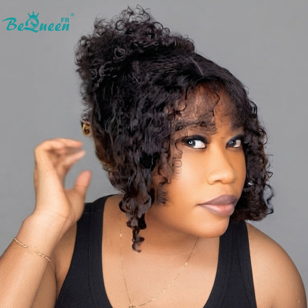 Bequeen Peluca “Pamela” pixie rizada negra frontal de encaje estilo 5