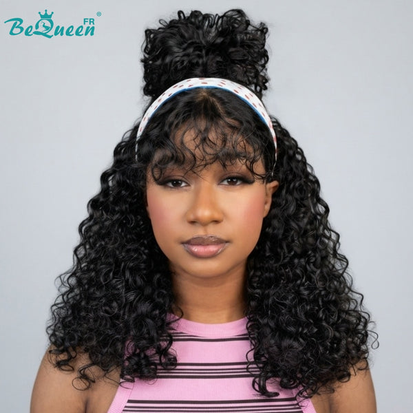 BeQueen "Alice" Perruque Longue Curly wave avec Lace closure 18 Pouces avec frange sans colle Moitié prix