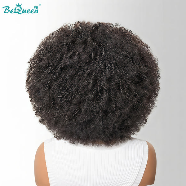 BeQueen "Addi" Peluca Bob Afro Rizada de 10 pulgadas, encaje frontal 13X4, sin pegamento, peluca natural