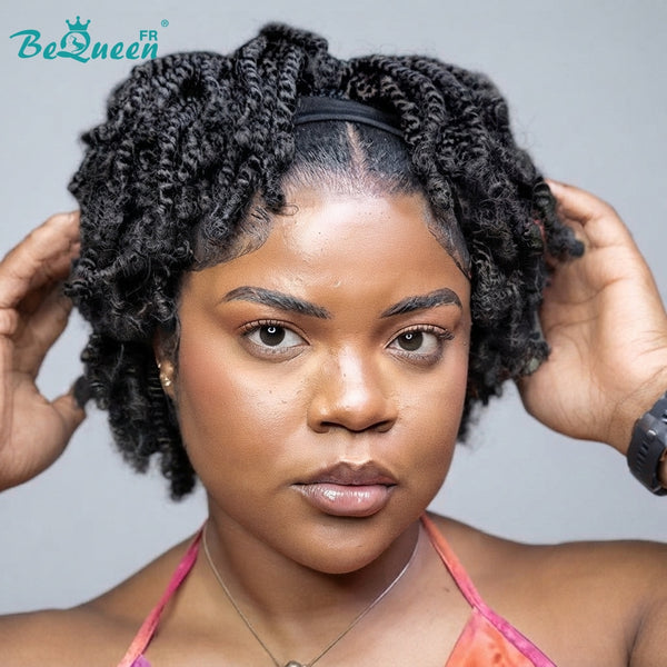BeQueen "Bronnie" Peluca bob rizada negra con diadema a mitad de precio