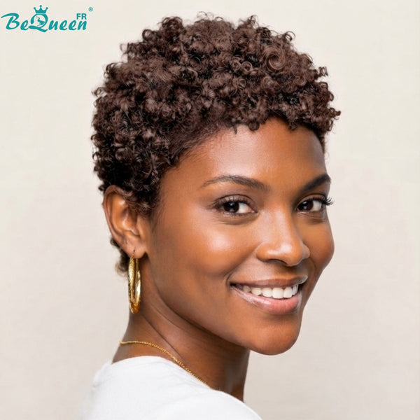 BeQueen "Edwina" Short Afro Wig, All Green, 13x4 Lace Front, Style 2